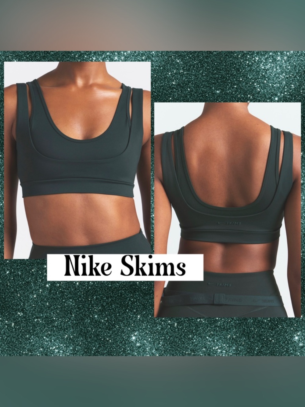 Nike Skims Double Strap Scoop Bra Dark Teal